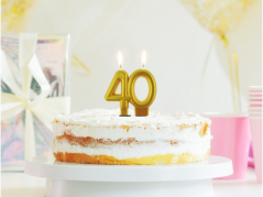Svíčka na dort - zlatá metalická - dvojciferná 40