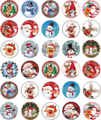 Jedlé obrázky na cupcakes - vánoční motivy mix - 3,5 cm