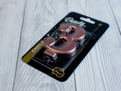 Dortová svíčka - metalická růžová - číslice 3
