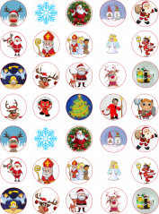 Jedlé obrázky na cupcakes - mix vánočních motivů - 3 cm