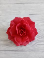 Květ z jedlého papíru - Červená jedlá růže na dort 12 cm