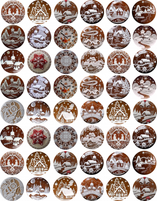 Jedlé obrázky na cupcakes - vánoční motivy perníčky - 3 cm Jedlé obrázky na cupcakes - vánoční motivy perníčky - 3 cm