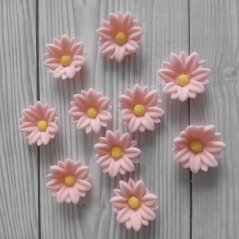 Cukrové kytičky růžové 2,5  cm – jemná dekorace na dorty a cupcakes