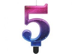 Dortová svíčka - noční obloha - číslice 5