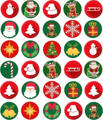 Jedlé obrázky na cupcakes - vánoční zelené a červené 3,5 cm