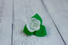 Květ z jedlého papíru - bílý s lístky - 3 ks
