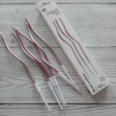 Dortové svíčky kroucené, růžová metalíza 6 ks