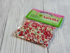 Cukrové zdobení - kuličky - červený mix - 30 g