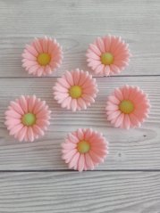 Cukrová dekorace - růžová kopretina 4 cm, 6 ks