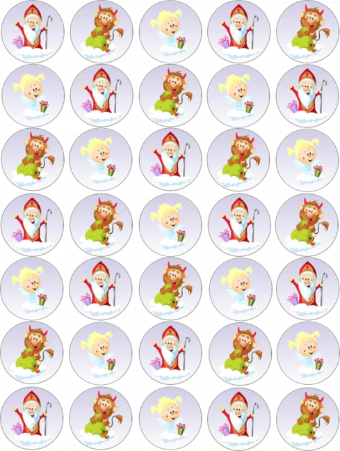 Jedlé obrázky na cupcakes - veselí Mikuláši - 4 cm