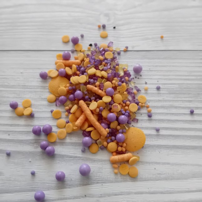 Cukrové zdobení - Halloween oranžovo/fialový