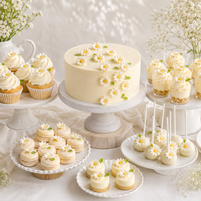 Cukrové kytičky  bílé   2,5 cm – jemná dekorace na dorty a cupcakes