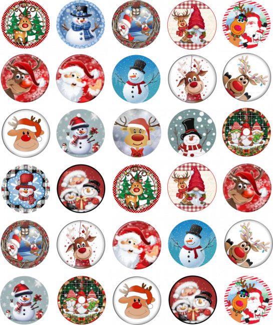 Jedlé obrázky na cupcakes - vánoční motivy mix - 3,5 cm
