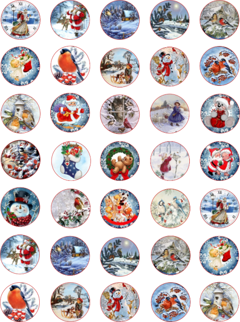 Jedlé obrázky na cupcakes - mix vánočních motivů vintage 2 - 3 cm Jedlé obrázky na cupcakes - mix vánočních motivů vintage 2 - 3 cm