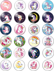 Jedlé obrázky na cupcakes - jednorožci - 4 cm