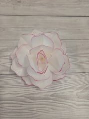 Květ z jedlého papíru - Bílá růže s růžovým  lemem 🌸