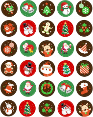 Jedlé obrázky na cupcakes - mix vánočních motivů 2 - 3,5 cm