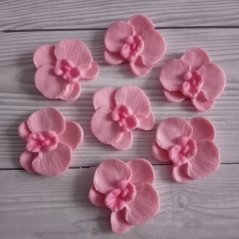 Květy z modelovací hmoty -Orchidea růžová 7 ks