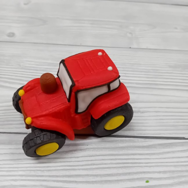 Dekorace na dort - Traktor červený