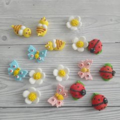 Jarní cukrové dekorace na dorty a dezerty – motýlci, berušky, včelky a kytičky