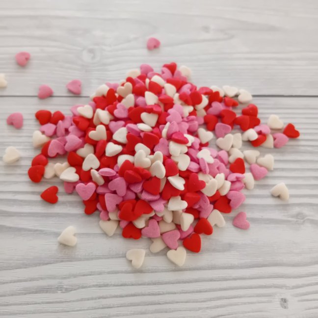 Cukrové zdobení - Srdíčka 3 barvy