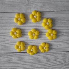 Květy z modelovací hmoty - Žluté 9 ks