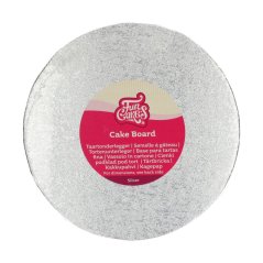 Dortová luxusní podložka 1,2 cm - kulatá  stříbrná  25 cm ( 5 Ks )