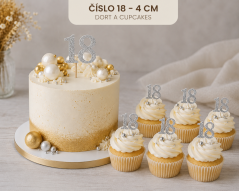 Zápich na dort – číslo 18  stříbrné  třpytivé ( 6 ks )