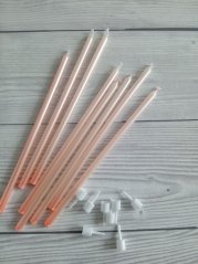 Dortové svíčky dlouhé – lososově-růžová barva  8  ks, 15 cm