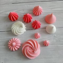 Sněhové pusinky - sladká dekorace na dorty a cupcakes růžovo- bílý mix