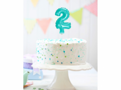 Foliovaný balonek na dort - modrý - číslice 2