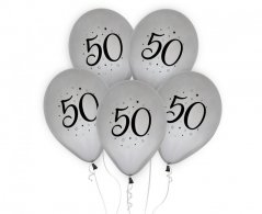 Nafukovací balónky stříbrné - 50 let 5 ks