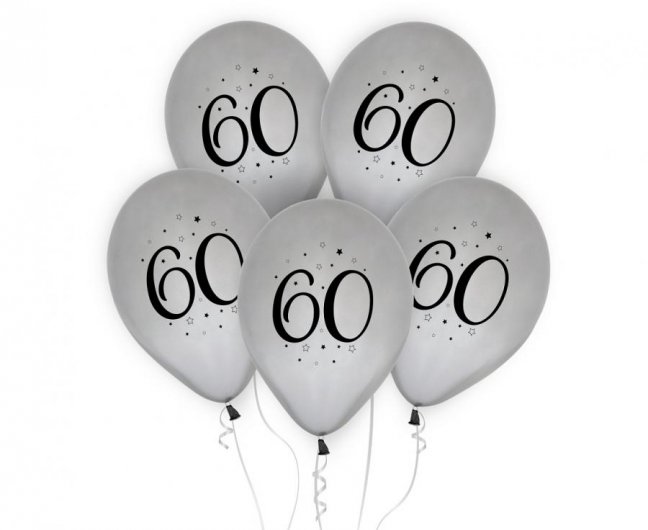 Nafukovací balónky stříbrné - 60.let 5 ks