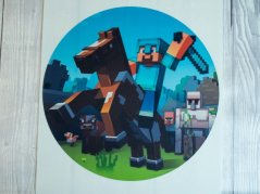 Jedlý obrázek na dort  - Minecraft rytíř na koni