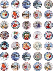 Jedlé obrázky na cupcakes - mix vánočních motivů vintage 2 - 3 cm