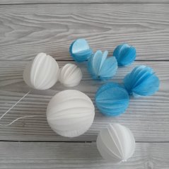 Dekorace z jedlého papíru - Koule modro-bílé 9 ks