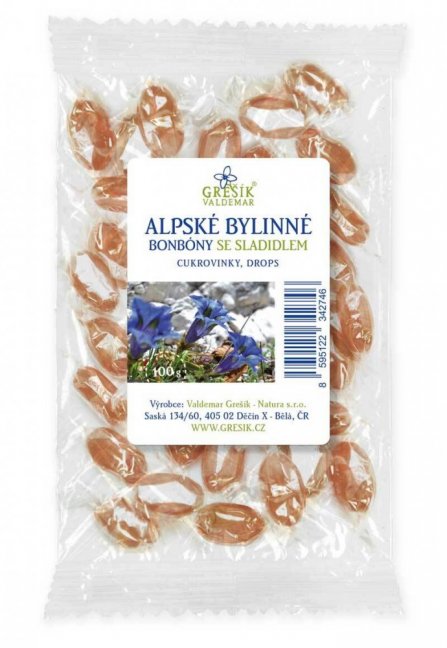 Alpské bylinné bonbóny se sladidlem (100 g)
