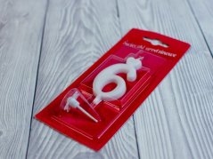 Dortová svíčka - bílá se srdíčkem - číslice 6