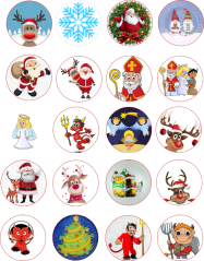 Jedlé obrázky na cupcakes - mix vánočních motivů - 4 cm
