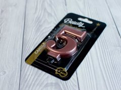 Dortová svíčka - metalická růžová - číslice 5