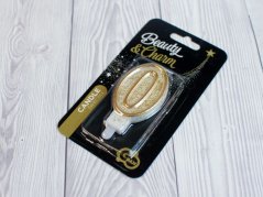 Dortová svíčka - bílo-zlatá - číslice 0