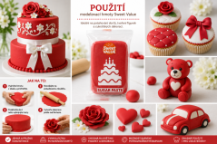 Potahovací fondánová hmota Sweet Value - ČERVENÁ 200g