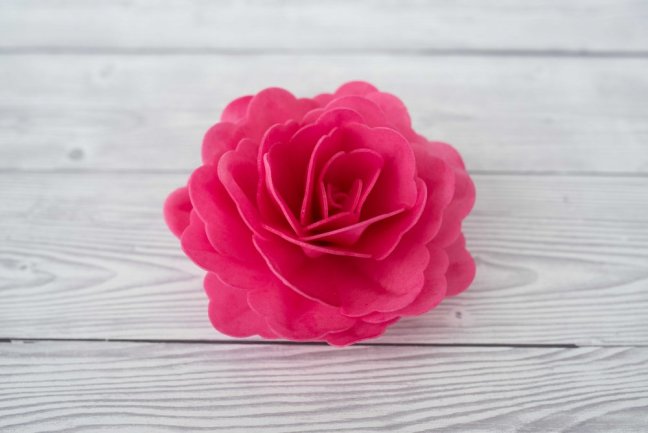 Květ z jedlého papíru - Růžový 12 cm