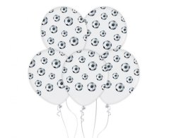 Nafukovací balonky - Fotbal  bílé s míčem 5 ks