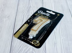Dortová svíčka - bílo-zlatá - číslice 7