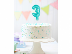 Foliovaný balonek na dort - modrý - číslice 3