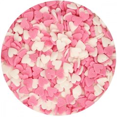 Cukrové zdobení - Srdíčka růžovo-bílá 20 g