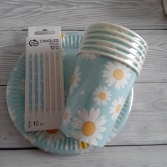 Dekorace na párty - Kopretiny (talířky, kelímky, svíčky)