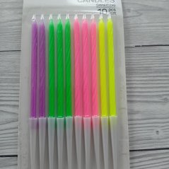 Dortové svíčky - Neonový mix 10 ks