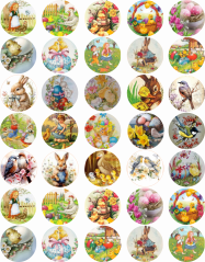Jedlé obrázky - Velikonoce retro styl kruhy 3,5 cm